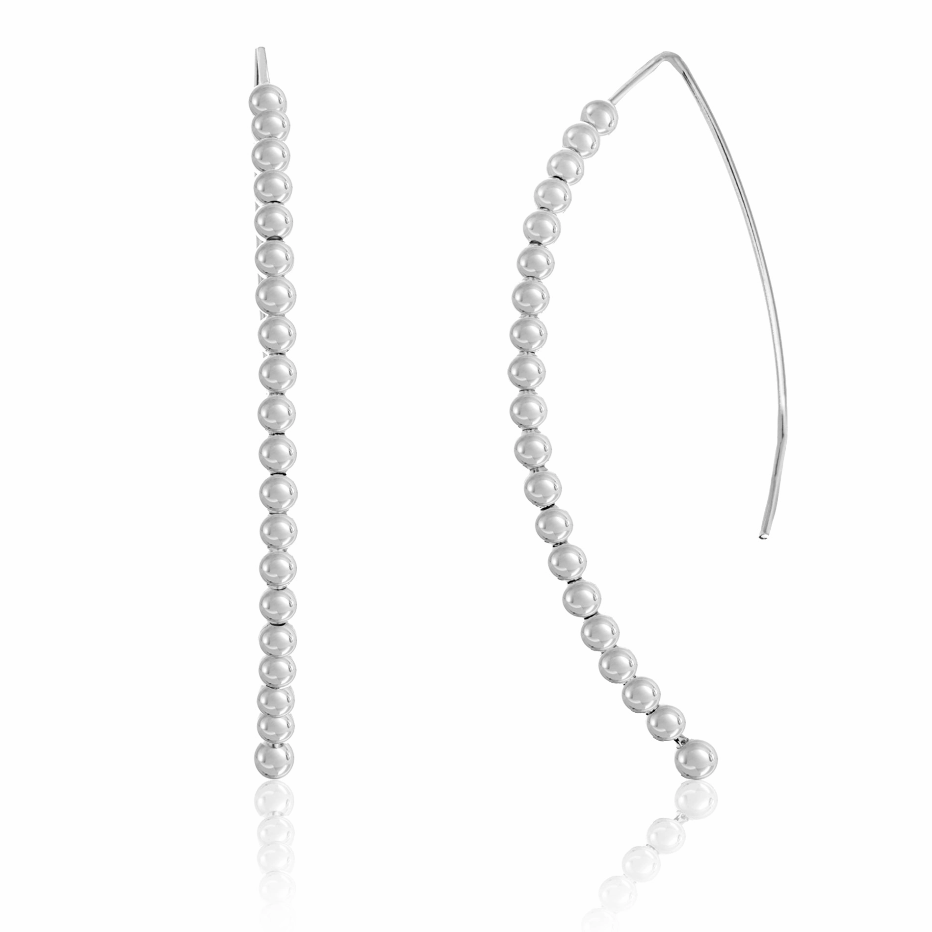 Lesa Michele Sterling Silver Beaded V Shaped Threader Earrings Delicate Product