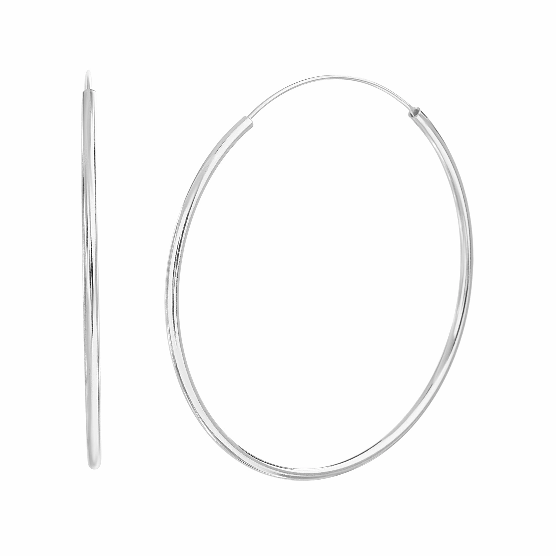 Elegant Look Unique Element Lesa Michele Sterling Silver Thin Endless Hoop Earrings