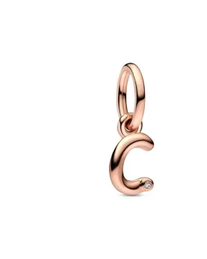 Letter C Script Alphabet Dangle Charm in Rose Gold | Rose Gold