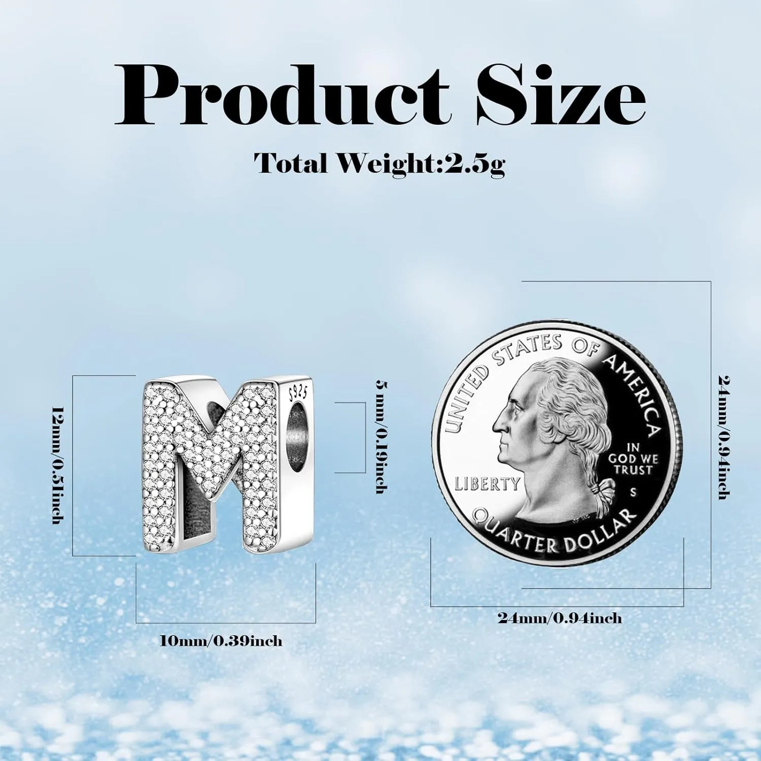 Letter Charms with Cubic Zirconia 925 Sterling Silver Initial Charms for Bracelets and Necklace Alphabet Charms for Women Girls Birthday Charms