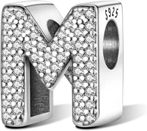 Letter Charms with Cubic Zirconia 925 Sterling Silver Initial Charms for Bracelets and Necklace Alphabet Charms for Women Girls Birthday Charms