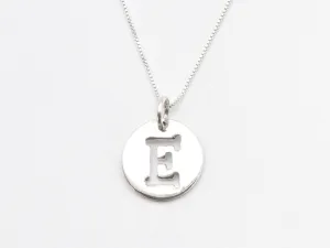 Letter E Pendant - Round Letter Pendant - Alphabet Letter Necklace