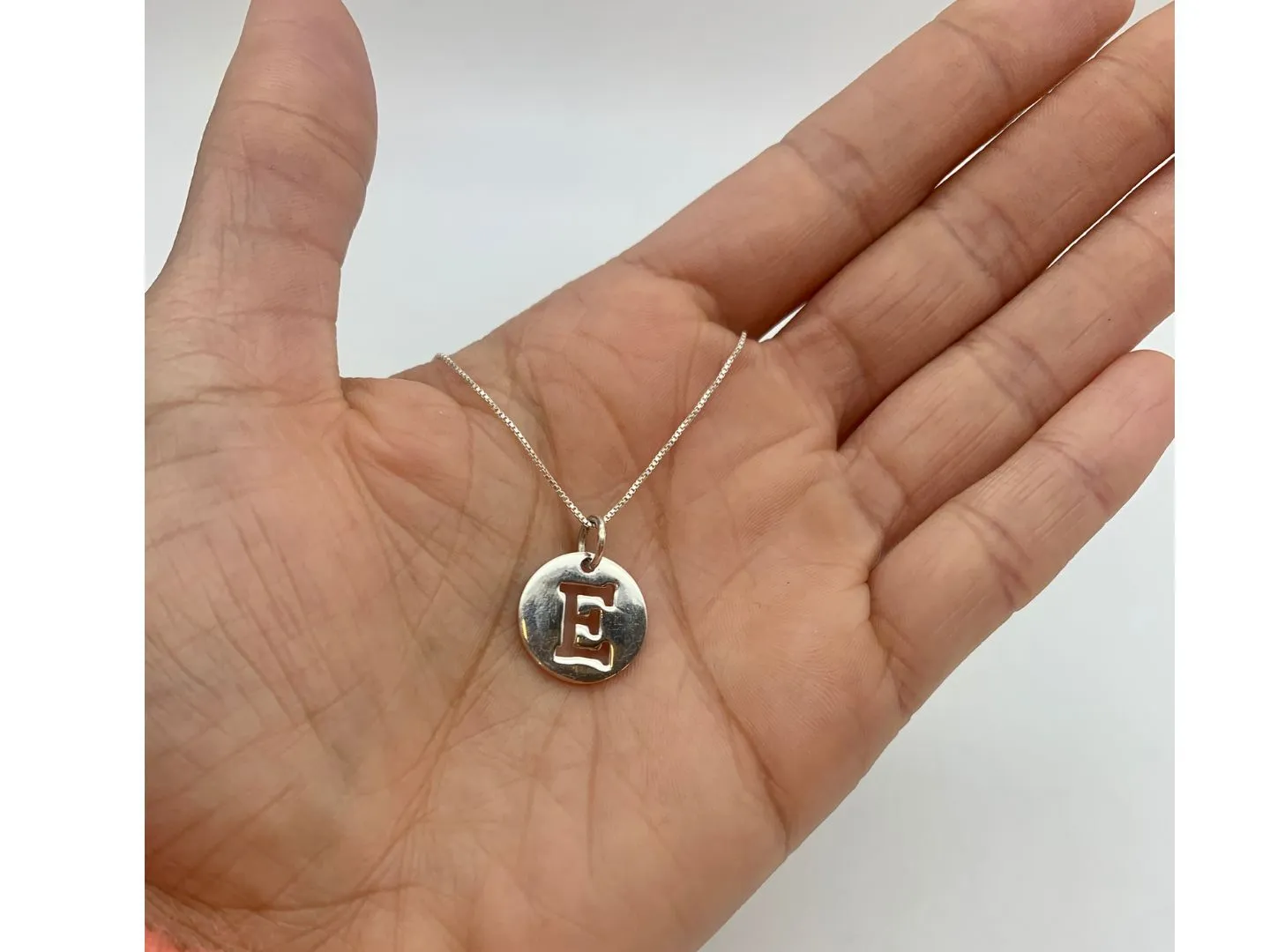 Letter E Pendant - Round Letter Pendant - Alphabet Letter Necklace