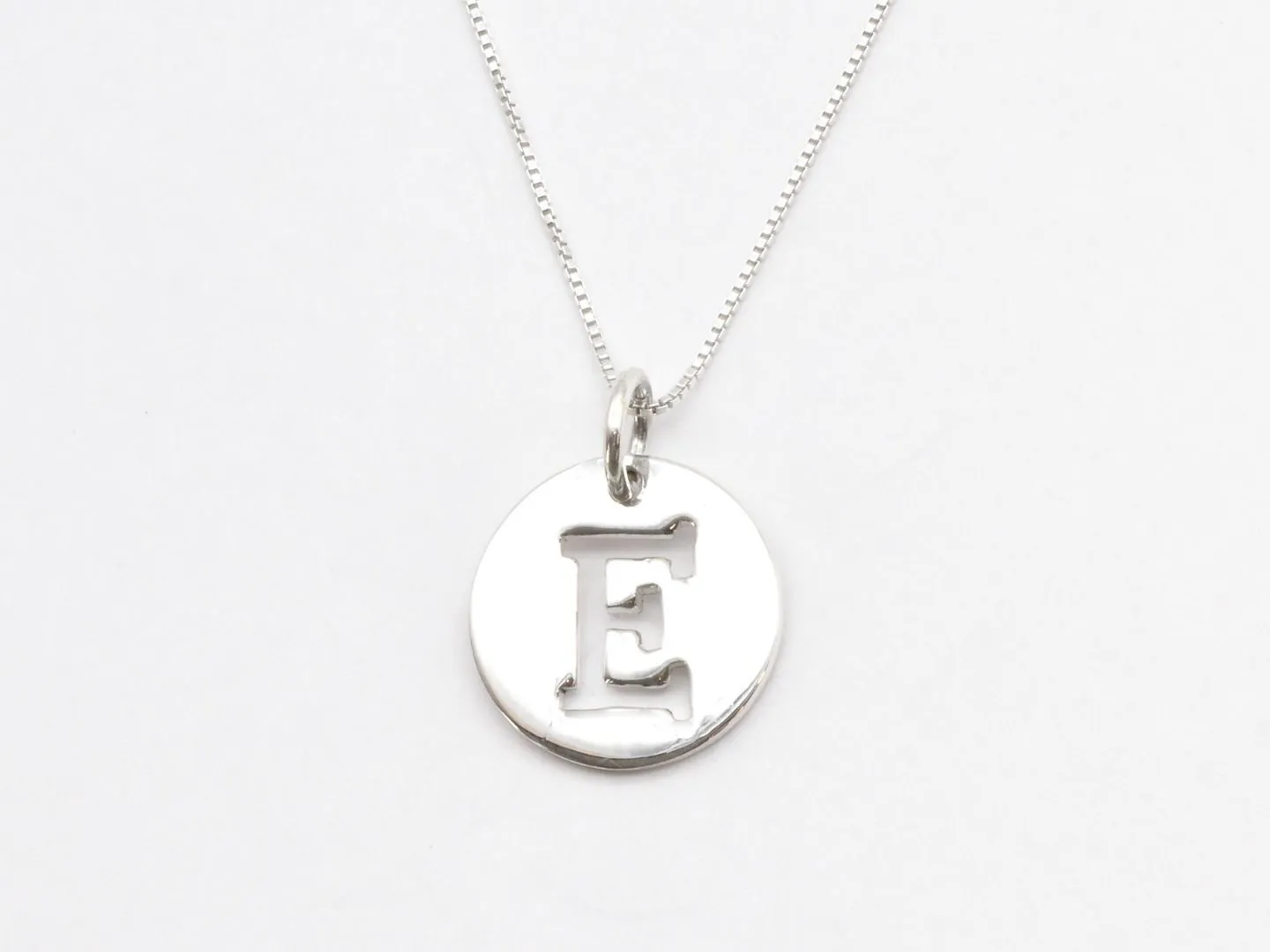Letter E Pendant - Round Letter Pendant - Alphabet Letter Necklace