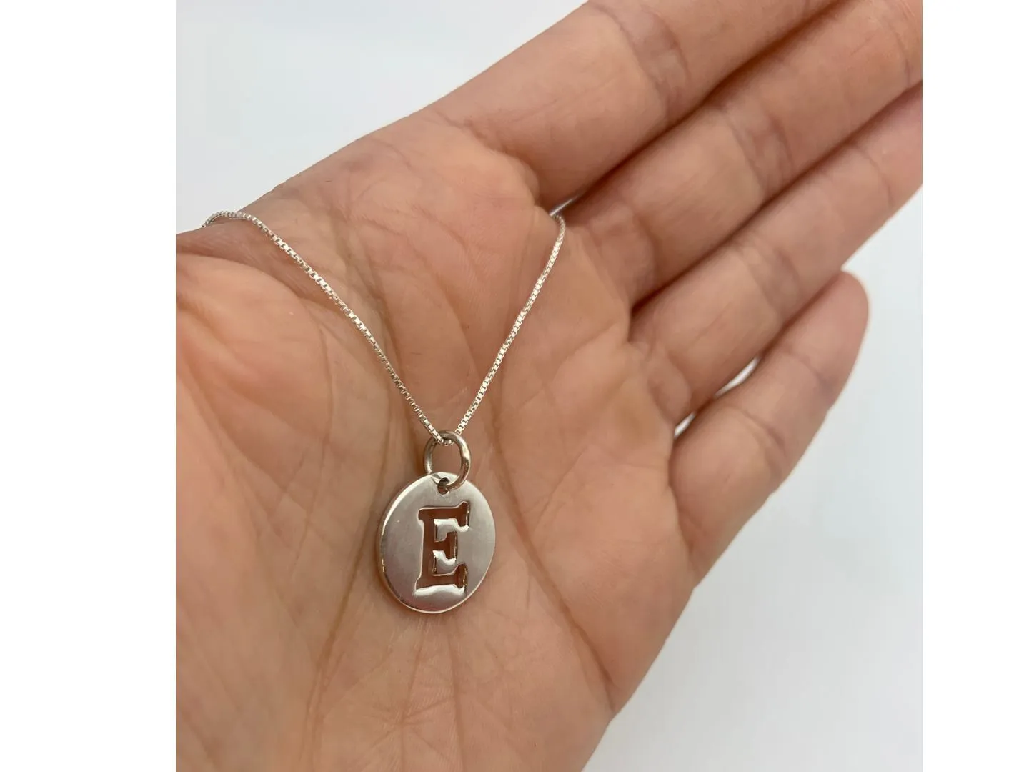Letter E Pendant - Round Letter Pendant - Alphabet Letter Necklace