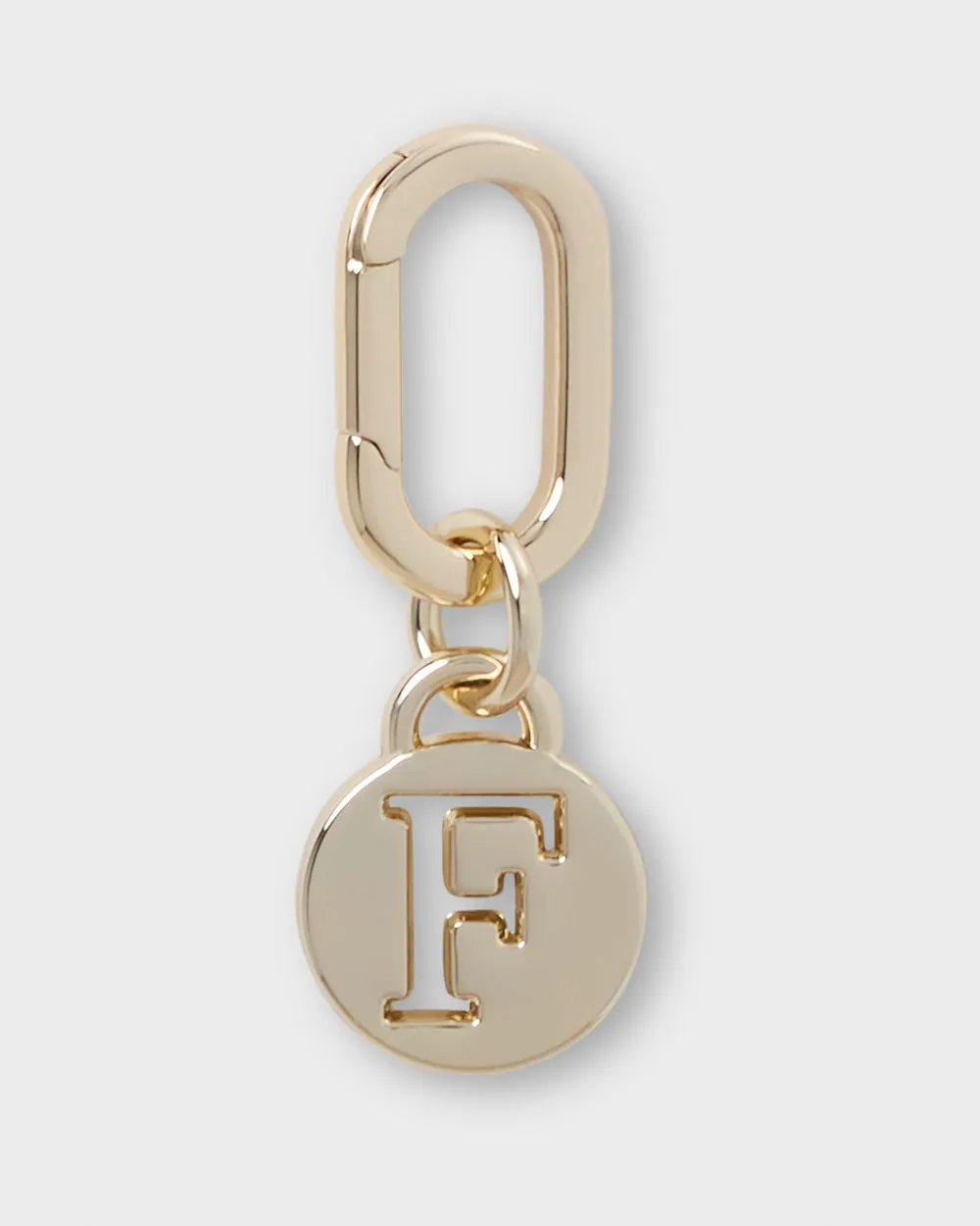 Letter F Charm With Oval Hinge Ring Clip