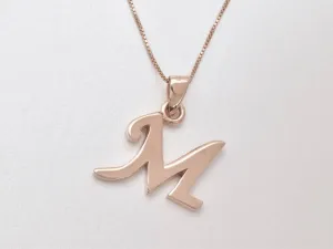 Letter M Pendant -  Alphabet letter Necklace - Rose Gold Letter Necklace