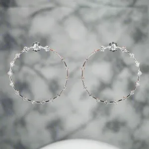 Leverne 3 Carats Front Facing Lab Grown Diamond Droplet Hoop Earrings in 14k White Gold