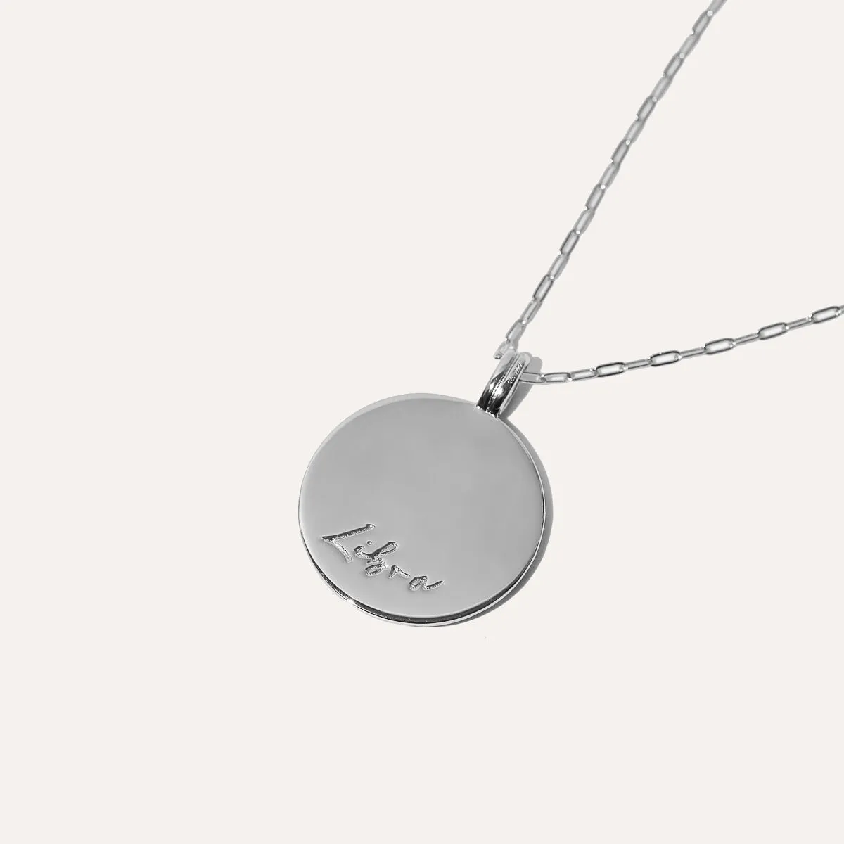 Libra Bold Zodiac Pendant Necklace in Silver