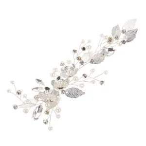 LIFKOME Bridal Hair Clasp with Imitation Pearls and Leaf Flower Design Elegant Women Headband for Weddings and Formal Events Comfortable Accessory for