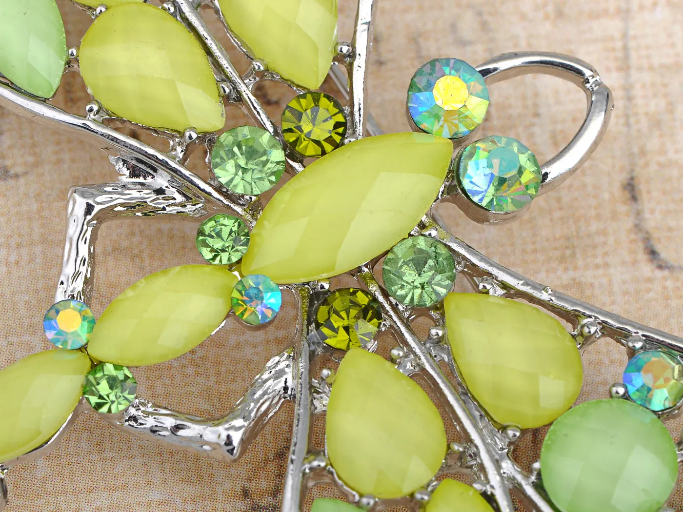 Light Green Beaded Dragonfly Peridot Pin Brooch
