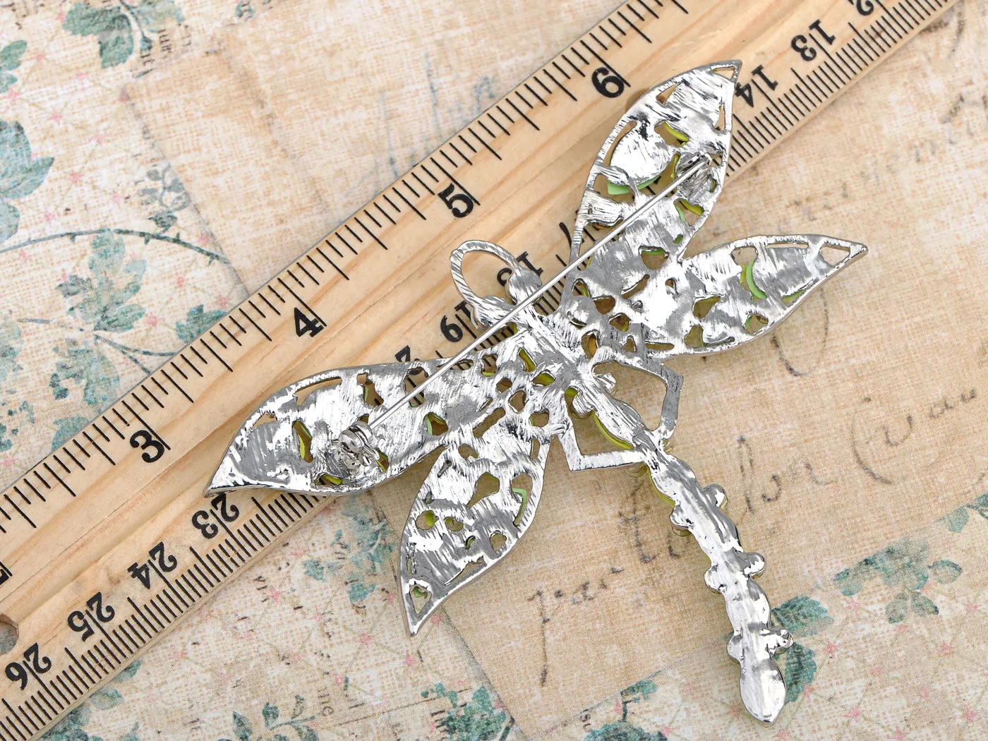 Light Green Beaded Dragonfly Peridot Pin Brooch