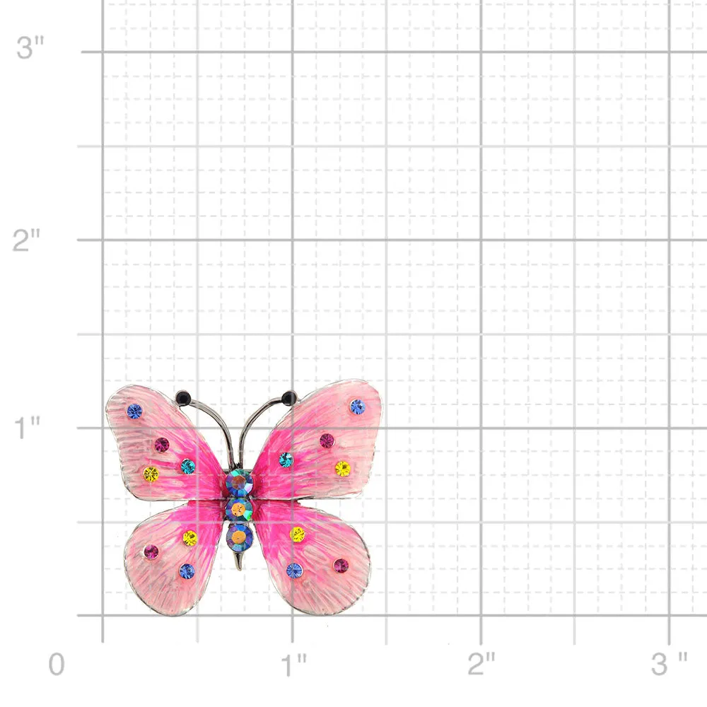 Light Pink Rainbow Butterfly Crystal Brooch Pin