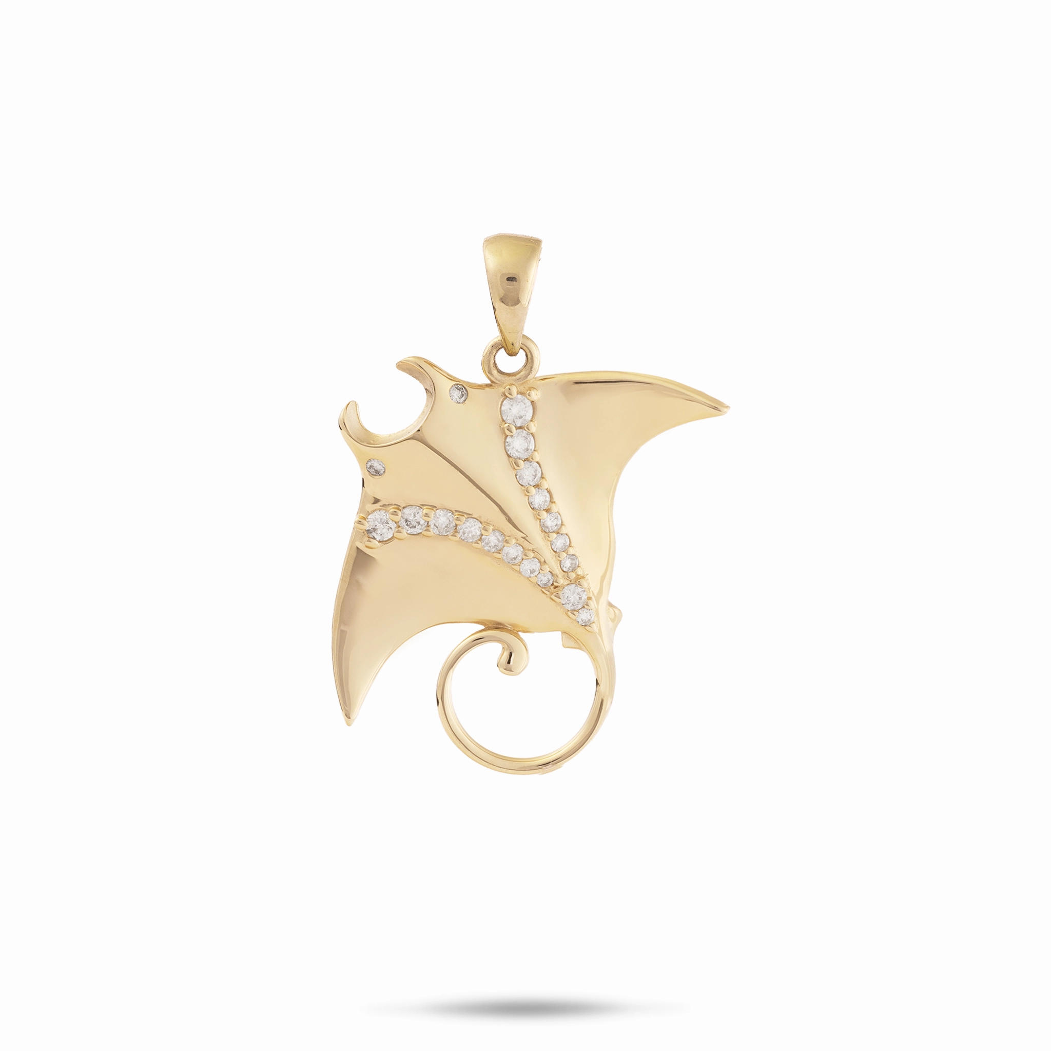 Ocean Dance Manta Ray Pendant in Gold with Diamonds - 21mm Allure Detail Handmade Glam