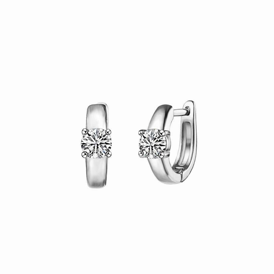 18K White Gold Plated Single Stone Huggie Earring Dainty Embellishment Star-Shaped Decoration