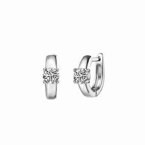 18K White Gold Plated Single Stone Huggie Earring Dainty Embellishment Star-Shaped Decoration