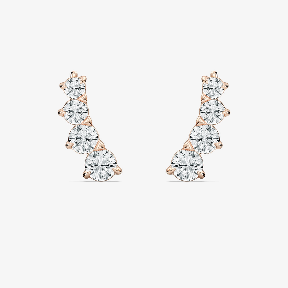 Polished Option 7/8 ctw Round Lab Grown Diamond Graduated Climber Earrings