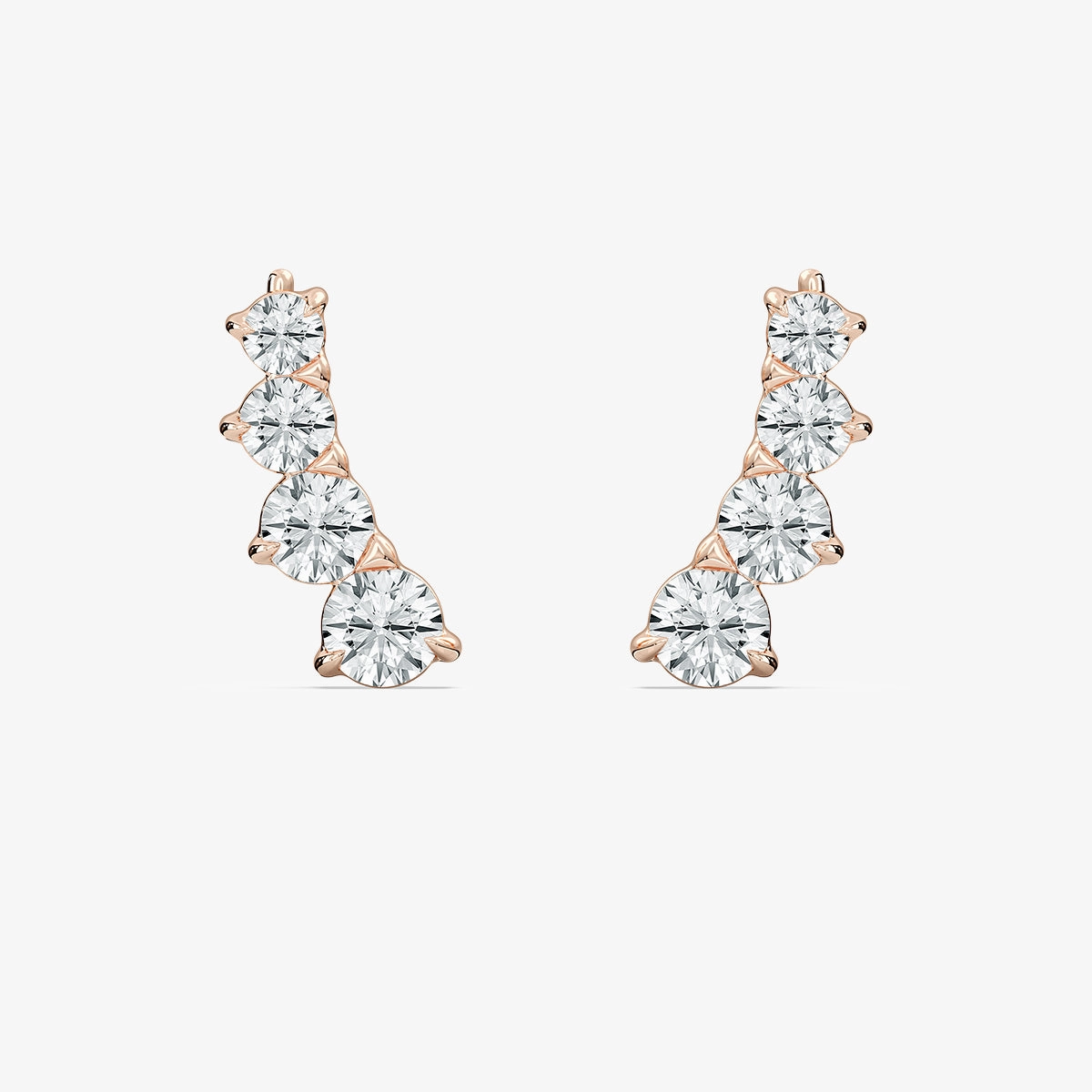 Classic Must-Have Statement Ornament 7/8 ctw Round Lab Grown Diamond Graduated Climber Earrings