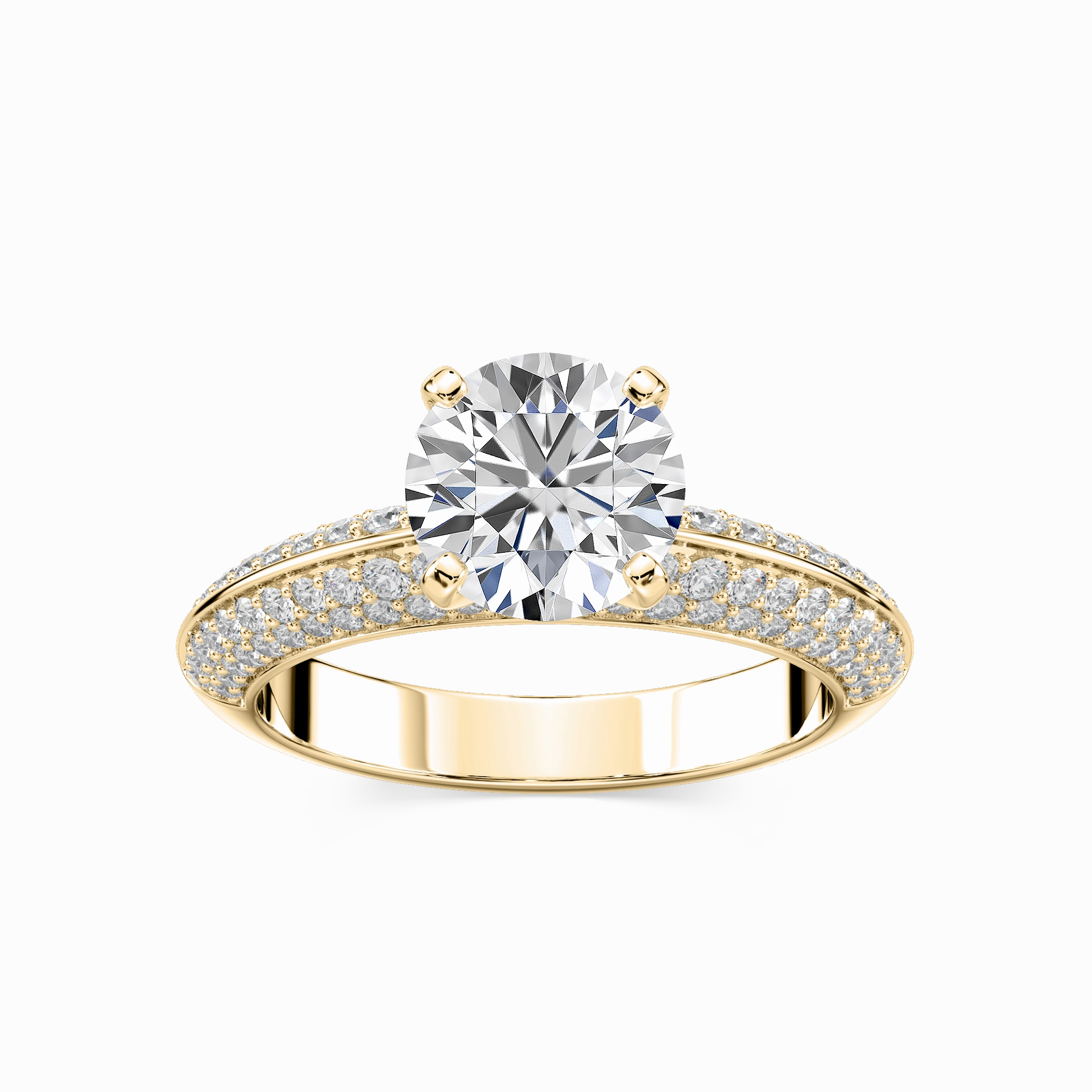 Lila Round Lab Grown Diamond Pav?? Knife Edge Side Stone Engagement Ring Everyday Design Fashionable Art