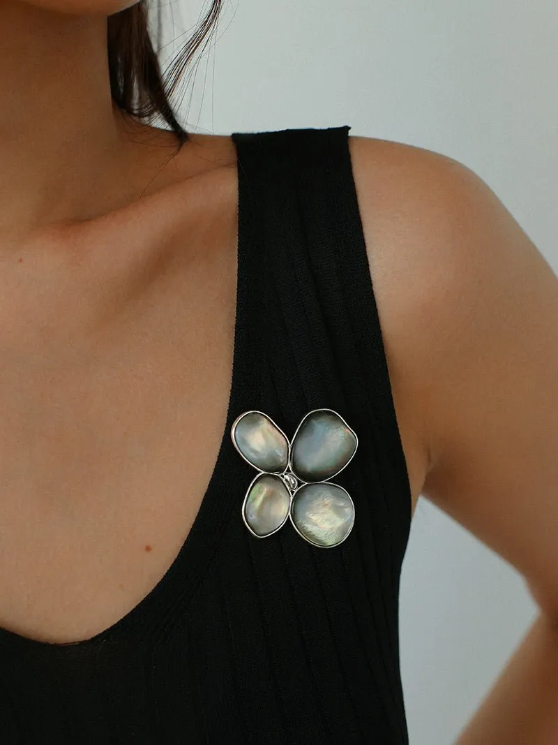 Lilac Blossom Natural Gray Mother-of-pearl Brooch