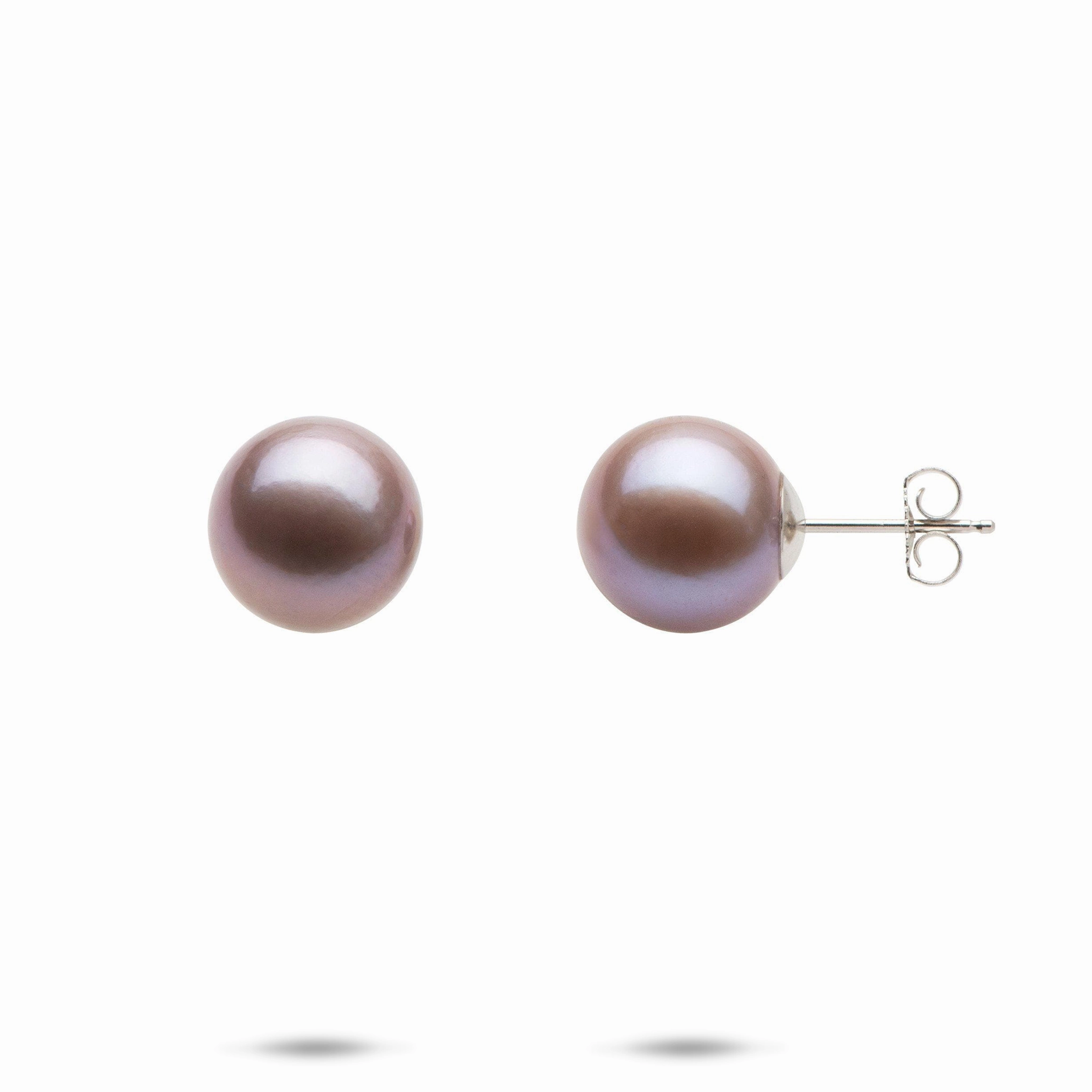 Everyday Style Lilac Freshwater Pearl Earrings in White Gold - 10-11mm