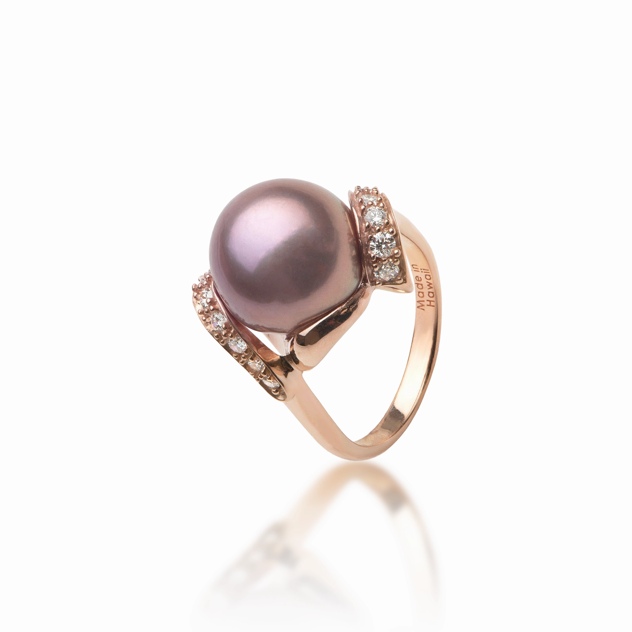 Lilac Freshwater Pearl Ring in Rose Gold with Diamonds - 12-13mm Timeless Presence