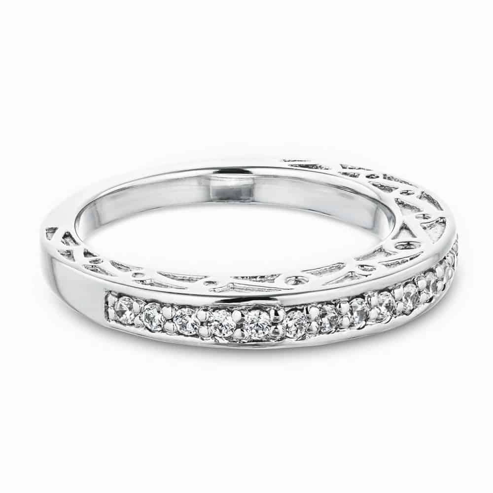 Julie 1/4 ctw Round Lab Grown Diamond Scroll Profile Wedding Band Simple Form