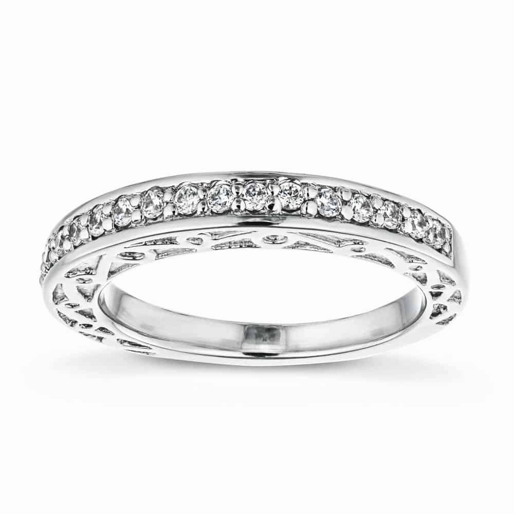 Julie 1/4 ctw Round Lab Grown Diamond Scroll Profile Wedding Band Economical Piece