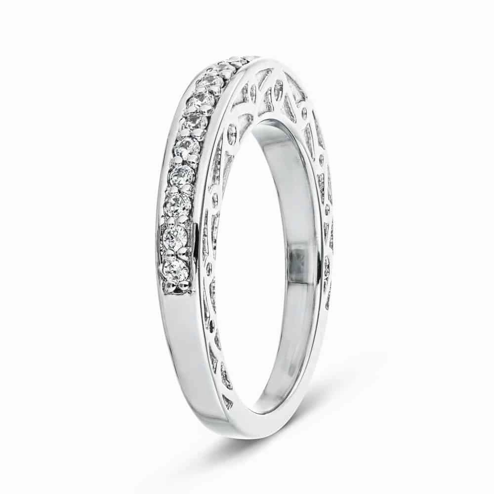 Romantic Gesture Fashion Jewelry Julie 1/4 ctw Round Lab Grown Diamond Scroll Profile Wedding Band
