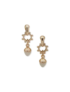 Linear Drop Faux Pearl Clip Earrings