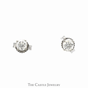 1/2cttw Round Brilliant Cut Diamond Stud Earrings in 14k White Gold Stunning Vibe Unique Feature