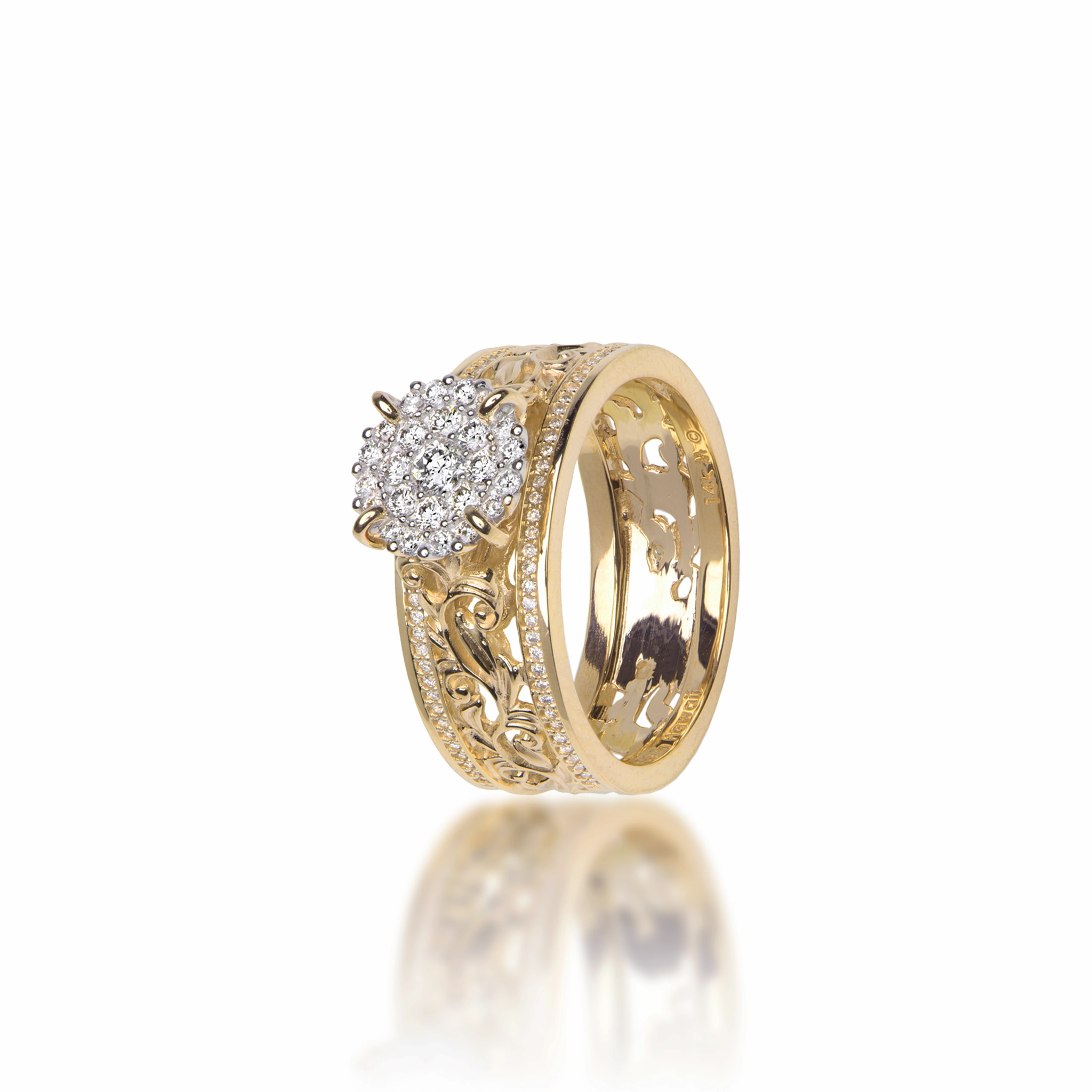 Living Heirloom Engagement Ring in Gold with Diamonds - 7mm Chic Highlight Alluring Style