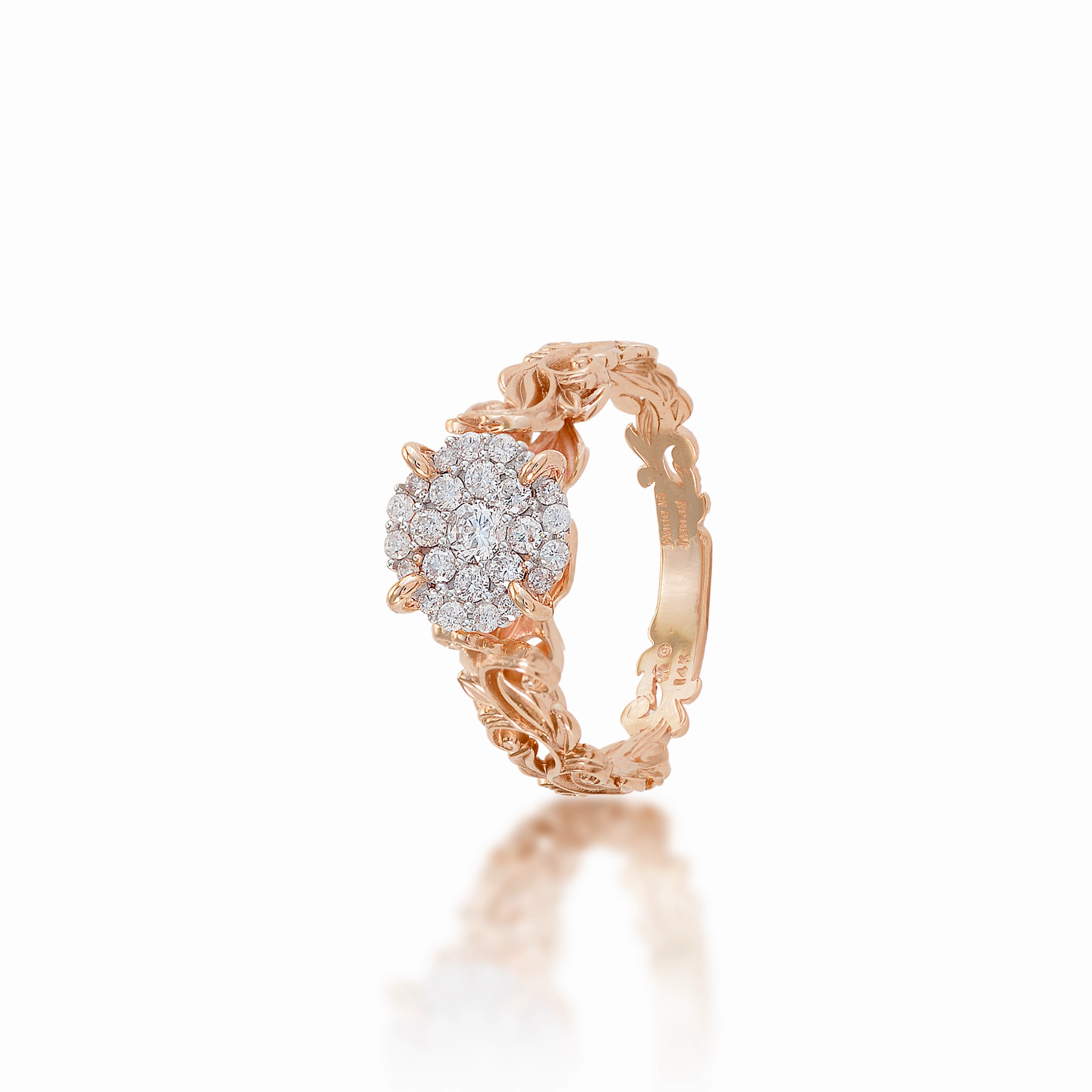 Living Heirloom Engagement Ring in Rose Gold with Diamonds Crisp Shine
