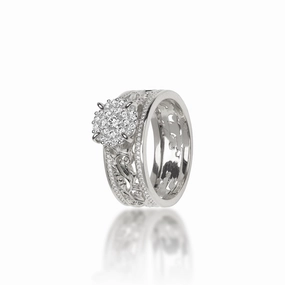 Living Heirloom Engagement Ring in White Gold with Diamonds - 7mm Structured Design Effortless Edge