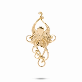 Living Heirloom Octopus Pendant in Gold - 36mm Trendy Texture