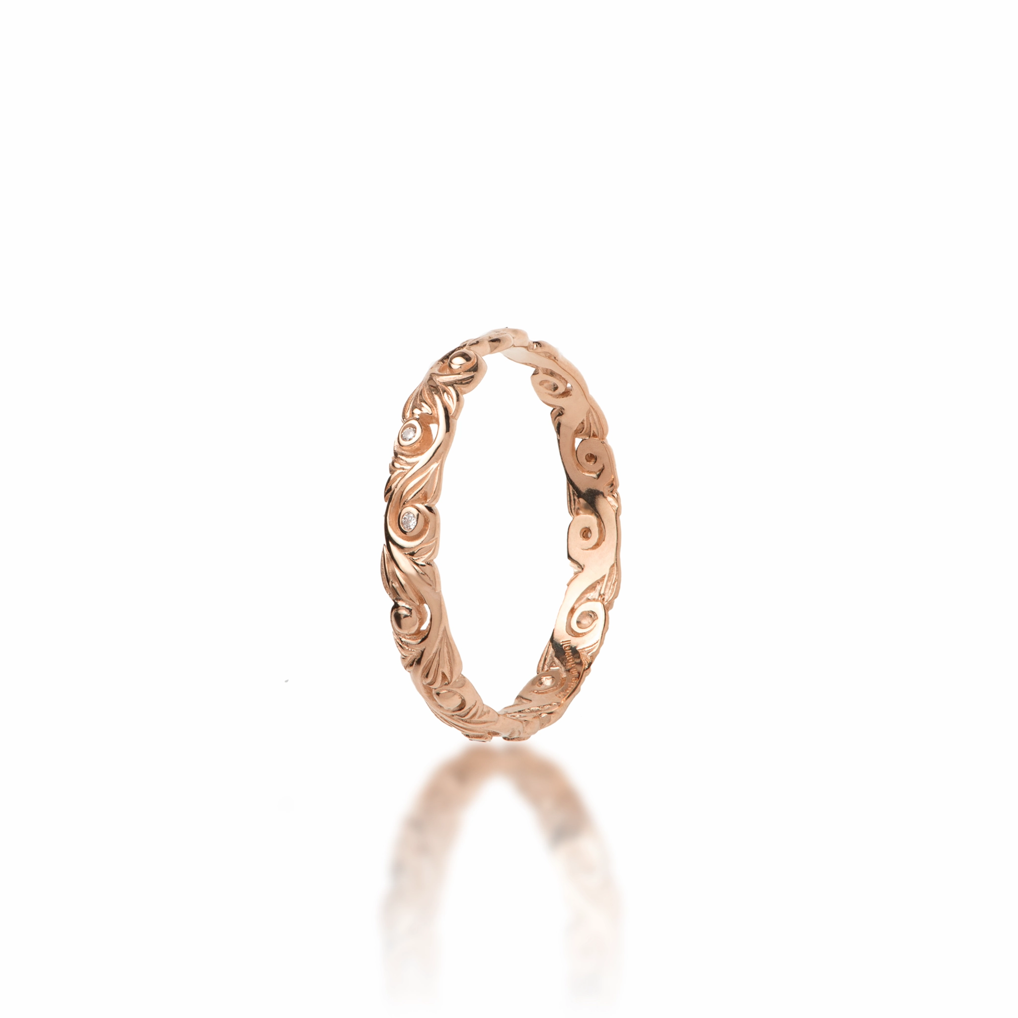 Living Heirloom Ring in Rose Gold with Diamonds - 3mm Eye Catching