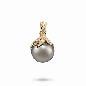Living Heirloom Tahitian Black Pearl Pendant in Gold with Diamonds - 14-15mm Distinctive Piece Seasonal Pick