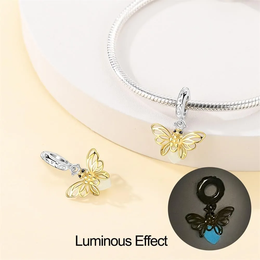 LNQOBU 925 Sterling Silver Charms Color-changing Chameleon Dangle Charms Beads Glow in the Dark Charms fits Charms Bracelets and Necklace Charms Jewelry Gift for Women