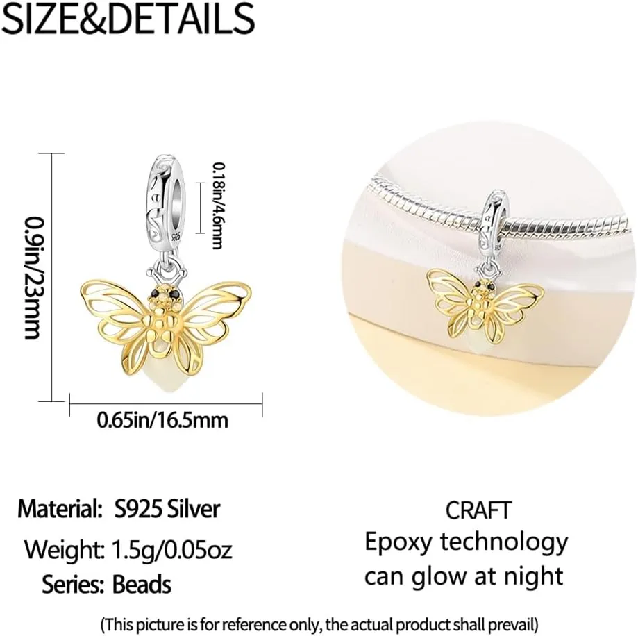 LNQOBU 925 Sterling Silver Charms Color-changing Chameleon Dangle Charms Beads Glow in the Dark Charms fits Charms Bracelets and Necklace Charms Jewelry Gift for Women