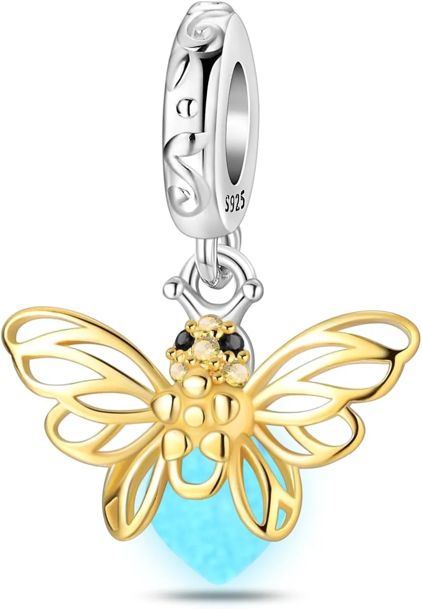 LNQOBU 925 Sterling Silver Charms Color-changing Chameleon Dangle Charms Beads Glow in the Dark Charms fits Charms Bracelets and Necklace Charms Jewelry Gift for Women