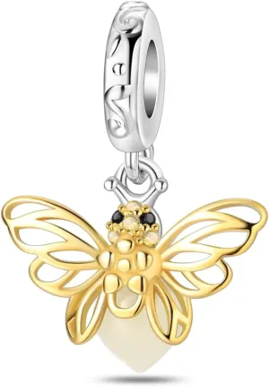 LNQOBU 925 Sterling Silver Charms Color-changing Chameleon Dangle Charms Beads Glow in the Dark Charms fits Charms Bracelets and Necklace Charms Jewelry Gift for Women