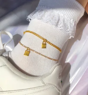 Lock pendant anklet