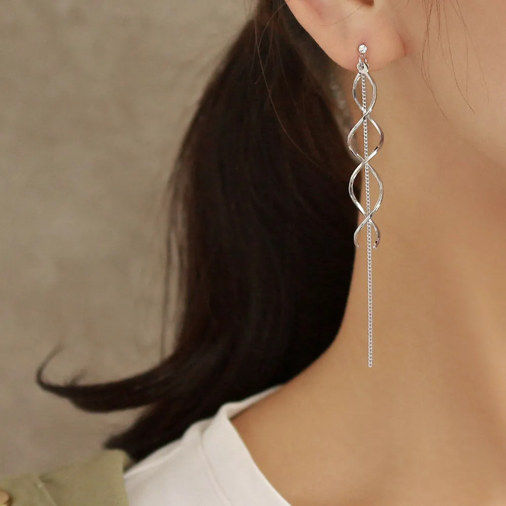 Long Spiral Threader Plastic Earrings