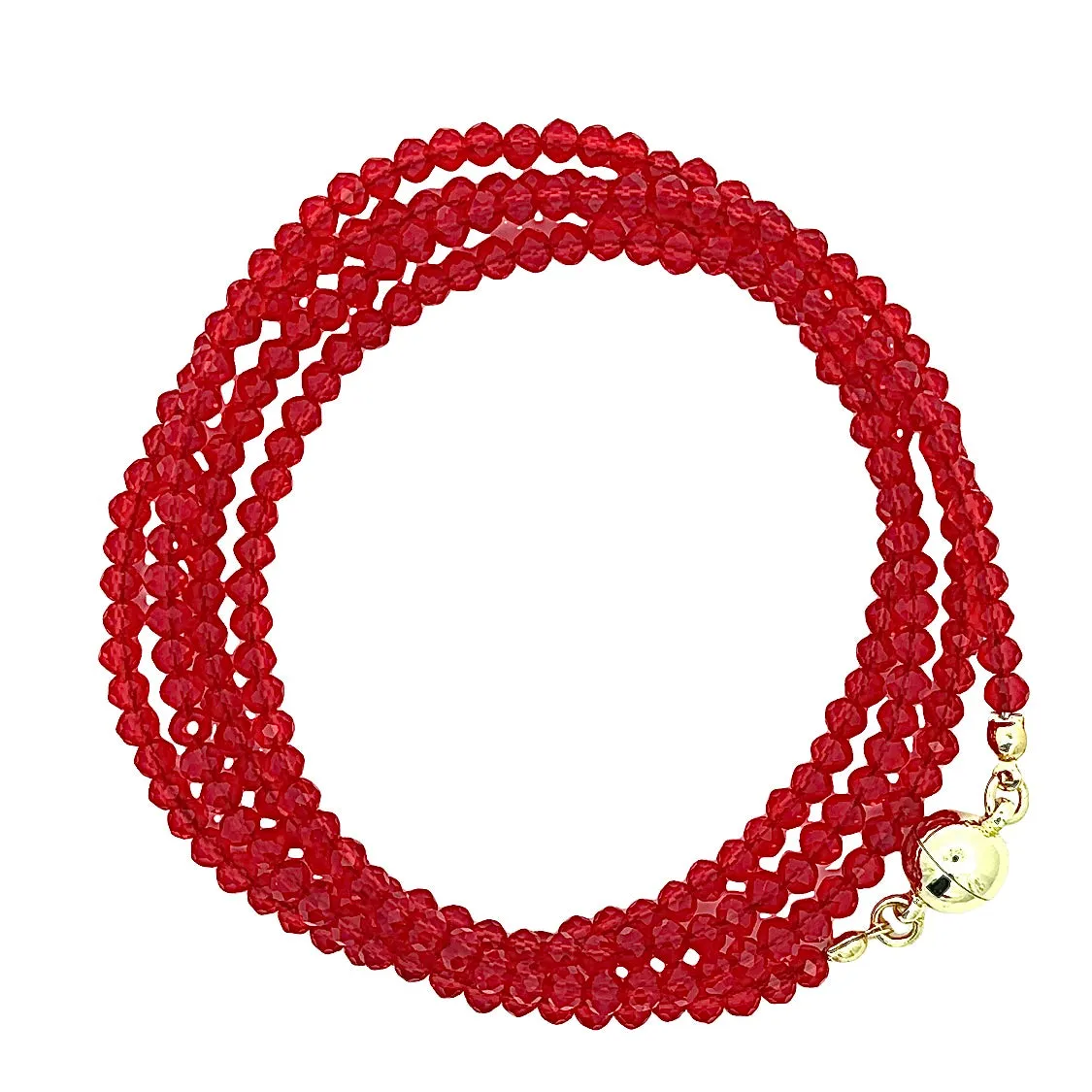 Long Strand Necklace - Translucent Red Crystal