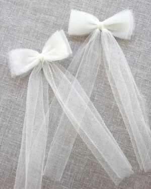 Long Tail Tulle Bow Hair Clip