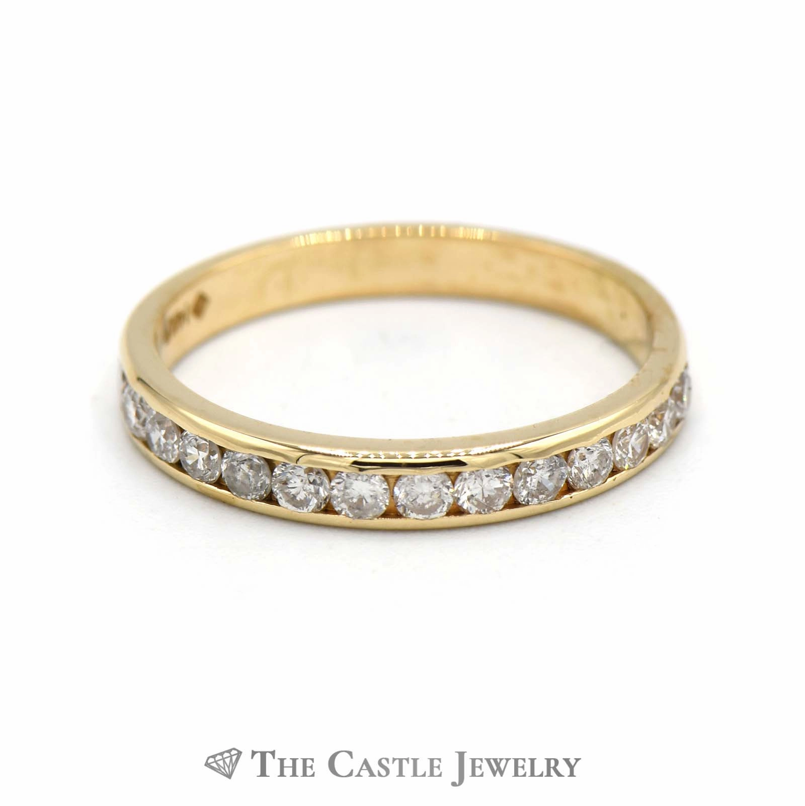 Round Brilliant Cut Diamond Wedding Band in 14K Yellow Gold Affordable Keepsake Sentimental Object