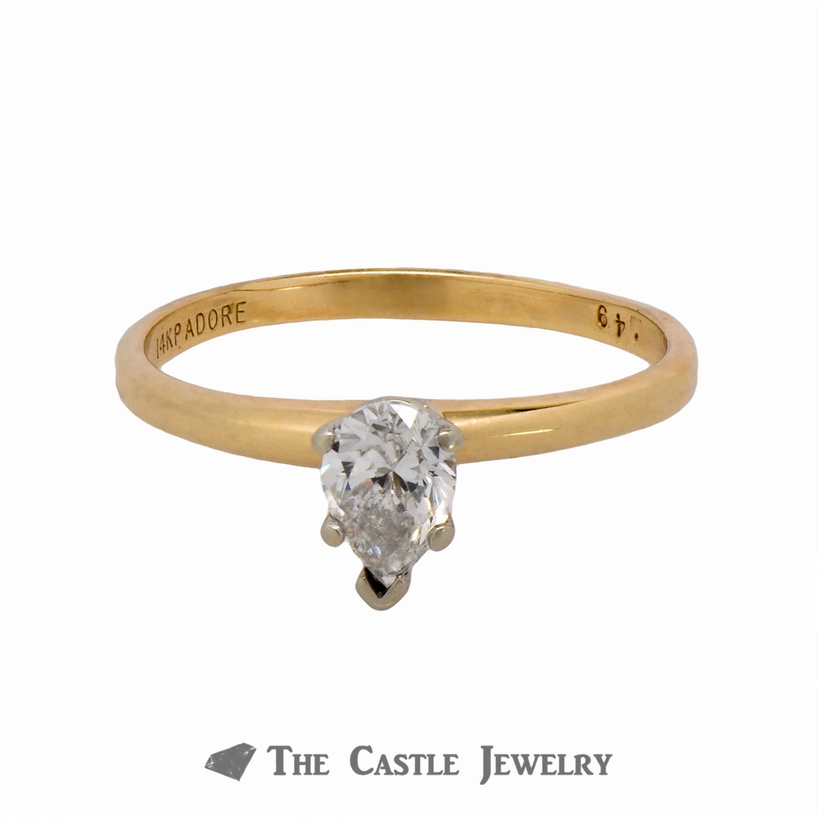 HighEnd Symbol Lovely .49ct Pear Shaped Solitaire Diamond Engagement Ring Crafted in 14K Yellow Gold