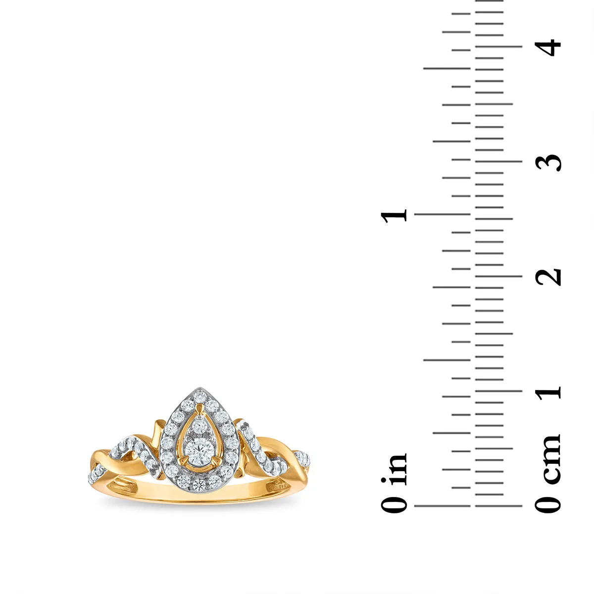 LoveSong EcoLove 1/3 CTW Lab Grown Diamond Promise Halo Pear Shaped Ring in 10KT Yellow Gold