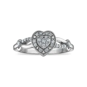 LoveSong EcoLove 1/6 CTW Lab Grown Diamond Halo Promise Ring in Rhodium Plated Sterling Silver