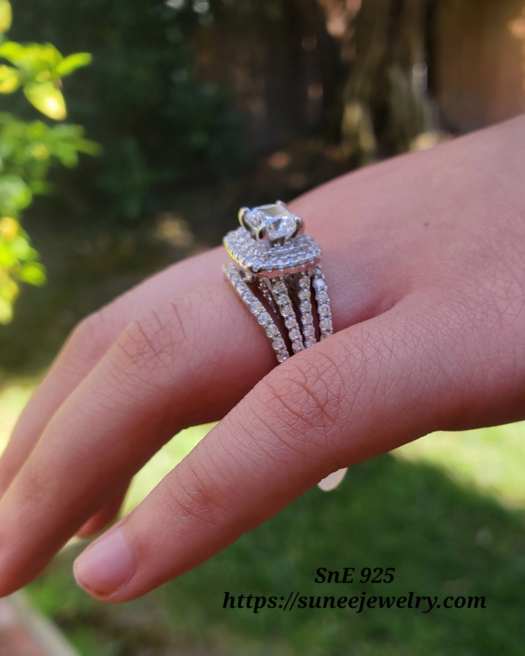 Gift Under 50 3.25ct Double Halo Cushion Cut Bridal Wedding Engagement Ring Diamond Simulated 925 Sterling Silver Anniversary Rings SKU:00150